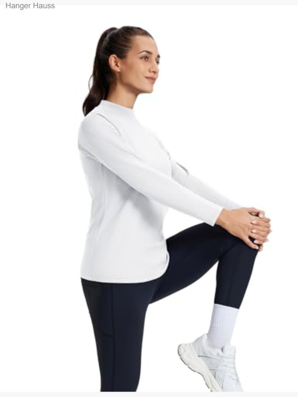 Long Sleeve Thermal Mock Turtleneck Fleece Base Layer Athletic Top - Picture 5 of 7